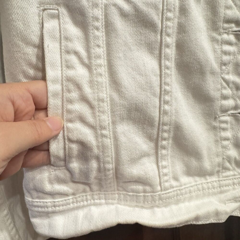 J Crew Women’s White Cropped Denim Classic Trucker Jacket Size M - Picture 6 of 16